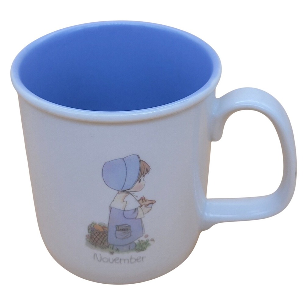 Precious Moments November Mug Blue Interior Vintage‎ 1987 Enesco Korea